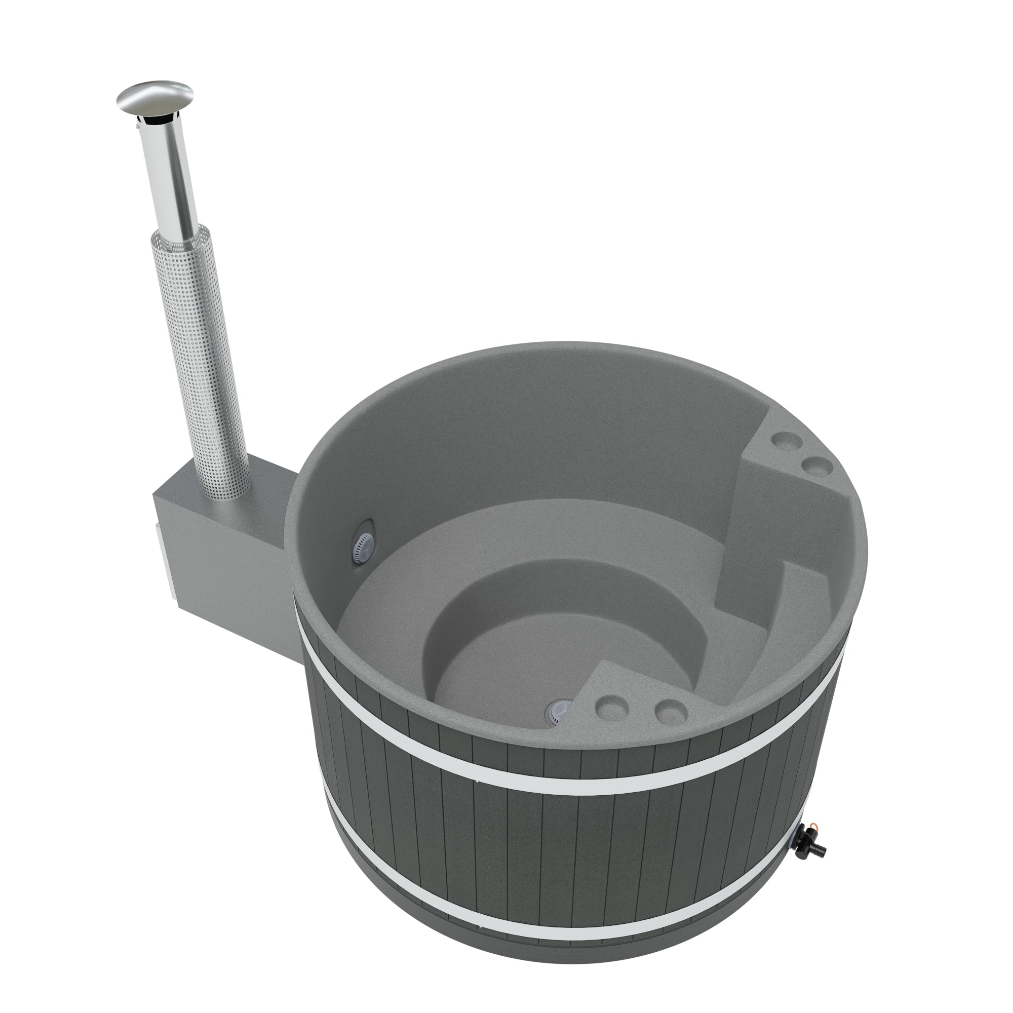 Kirami Comfort Family M | Verschiedene Farben | Hot Tub mit Holzofen | Ø 170 cm | für 3-5 Personen