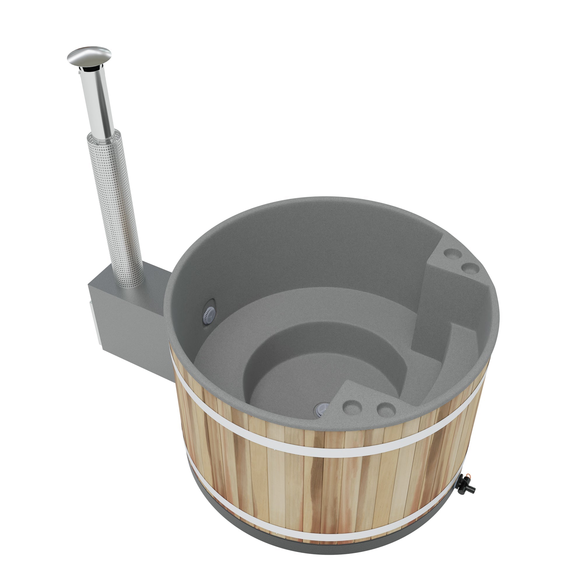 Kirami Comfort Family M | Verschiedene Farben | Hot Tub mit Holzofen | Ø 170 cm | für 3-5 Personen