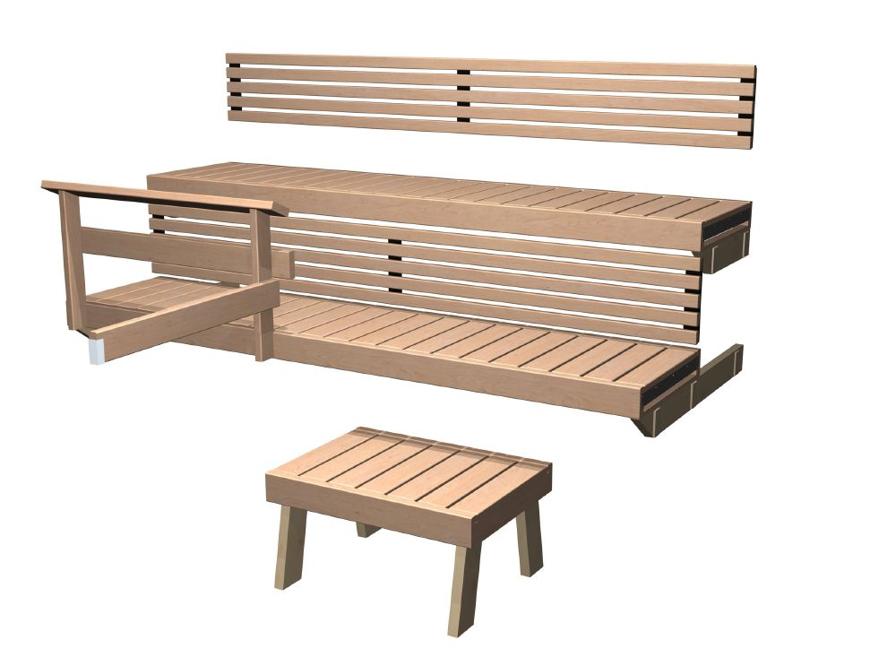 Harvia Sitzbank-Set | Formula 22 Espe / Erle / wärmebehandelte Espe | FO2200HA / FO2200LE / FO2200LHA