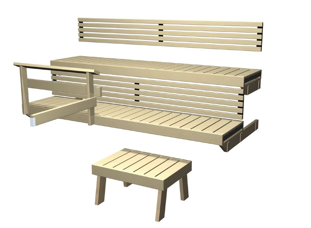 Harvia Sitzbank-Set | Formula 19 Espe / Erle / wärmebehandelte Espe | FO1900HA / FO1900L / FO1900LHAE