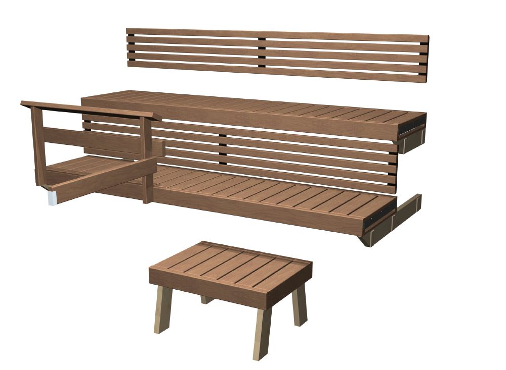 Harvia Sitzbank-Set | Formula 22 Espe / Erle / wärmebehandelte Espe | FO2200HA / FO2200LE / FO2200LHA