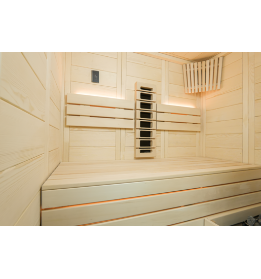 Harvia Alaska Mini Infra+ | Massivsauna Infrarot Fichtenholz Innensauna Bausatz | 160 x 110 x 204 cm (B/T/H)