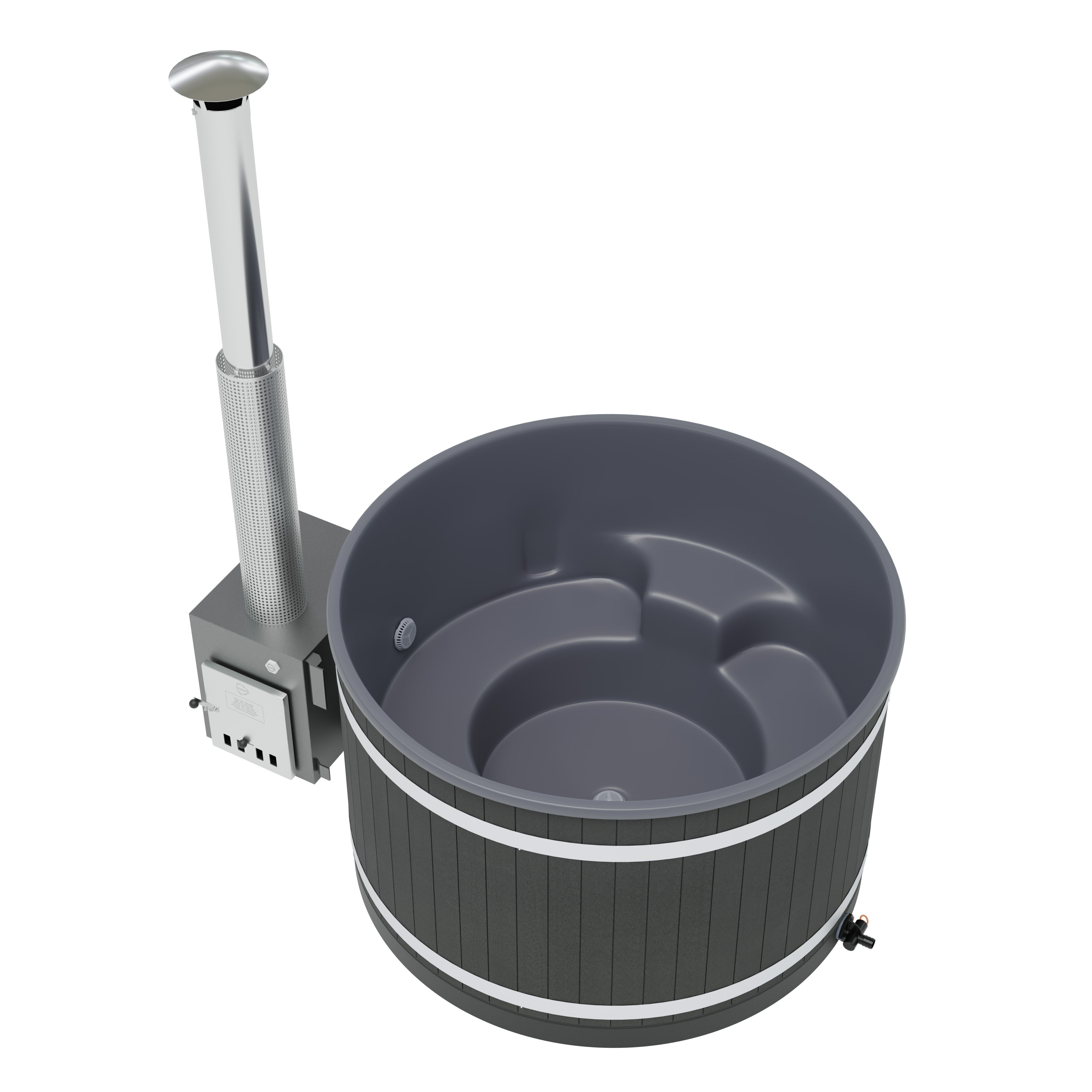 Kirami Comfort Steady M | Verschiedene Farben | Hot Tub mit starken Holzofen | Ø 170 cm | für 4-6 Personen