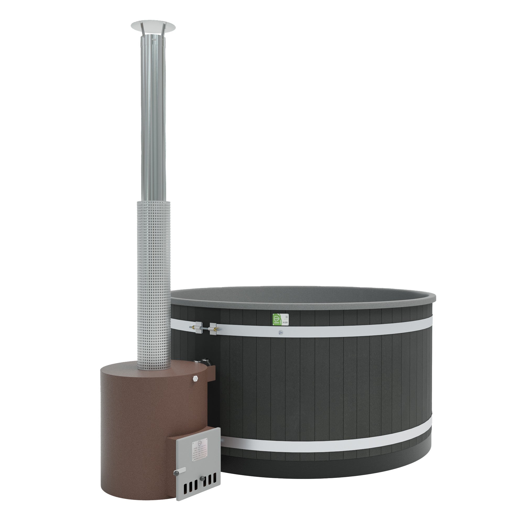 Kirami Tube | Marinealuminium | Holzofen Außen für Hot Tub | 42 kW