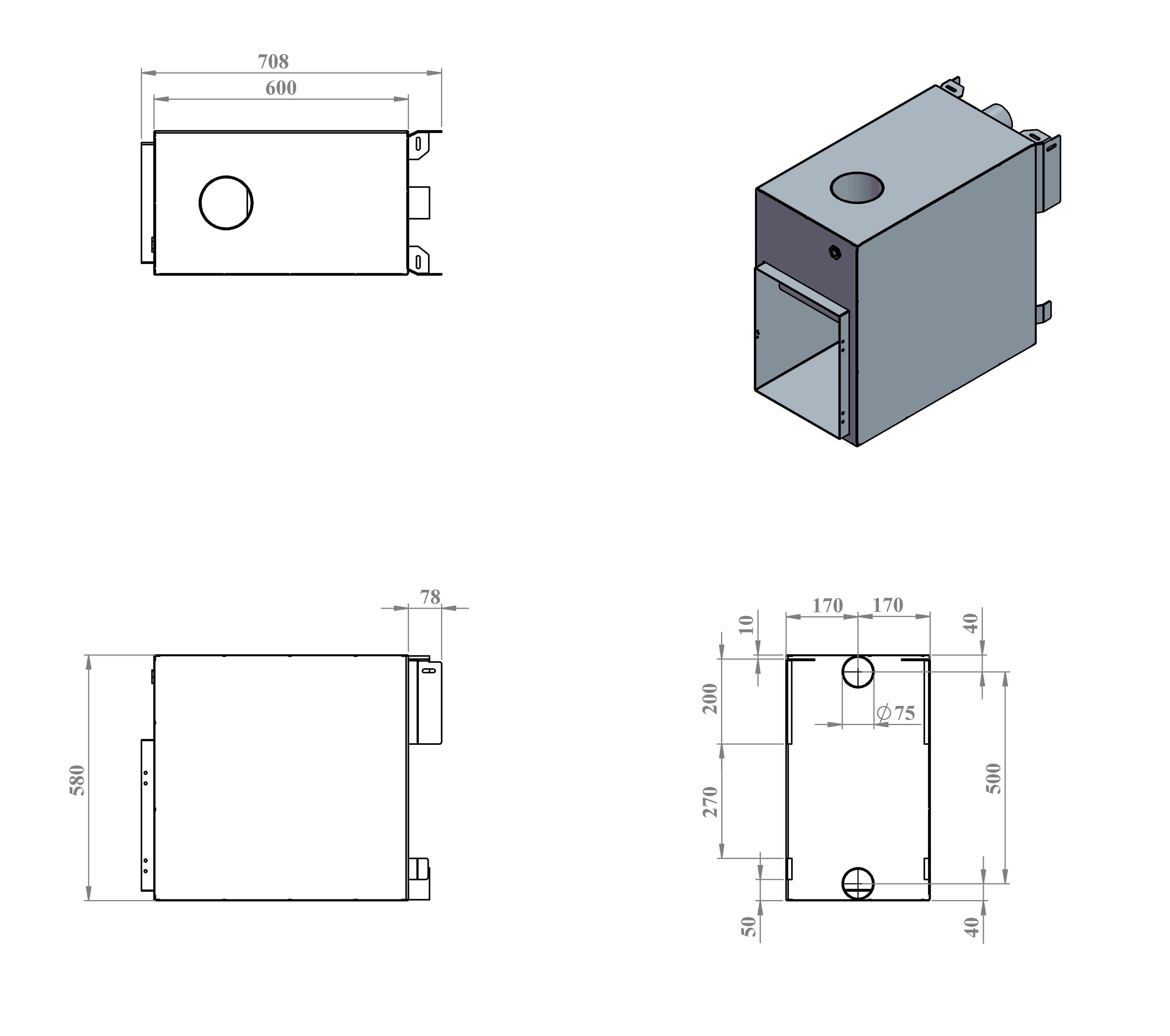Kirami Cult Si | Marinealuminium | Holzofen Außen für Hot Tub | 22 kW für Schornsteinanschluss Ø120 mm