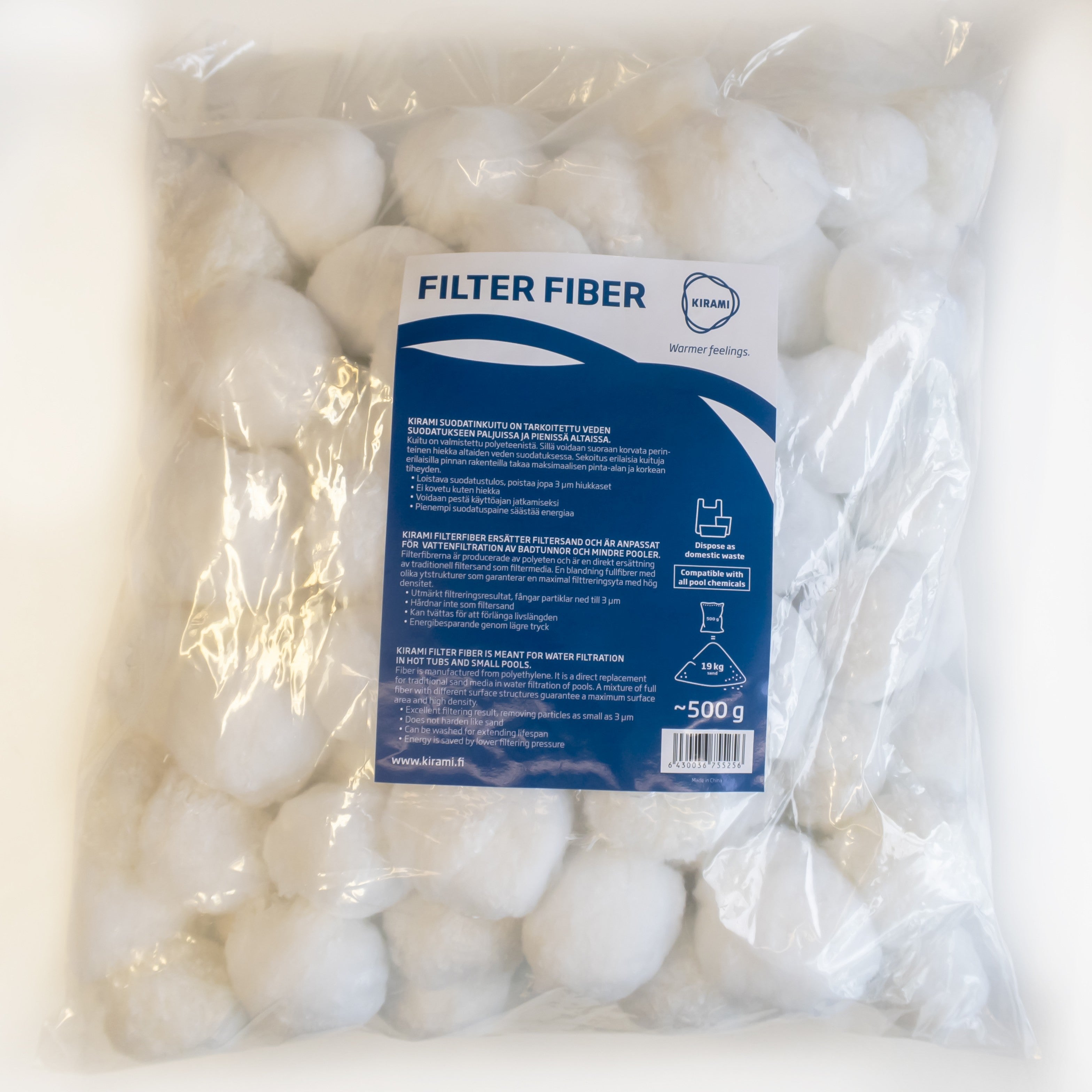 Kirami Filterfasern (Filterbälle) für Filteranlage MF250 | 500g | Alternative zu Filtersand