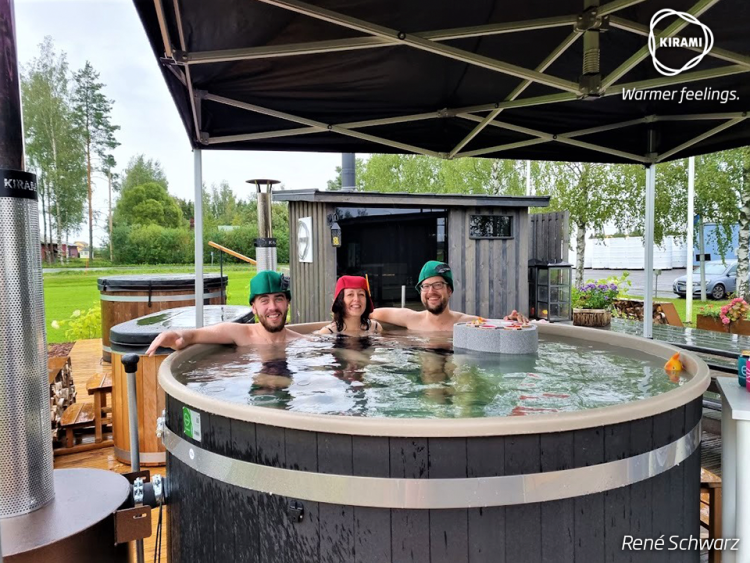 Kirami Annex Family L | Hot Tub mit leistungsstarken Holzofen | Ø 200 cm | für 6-8 Personen