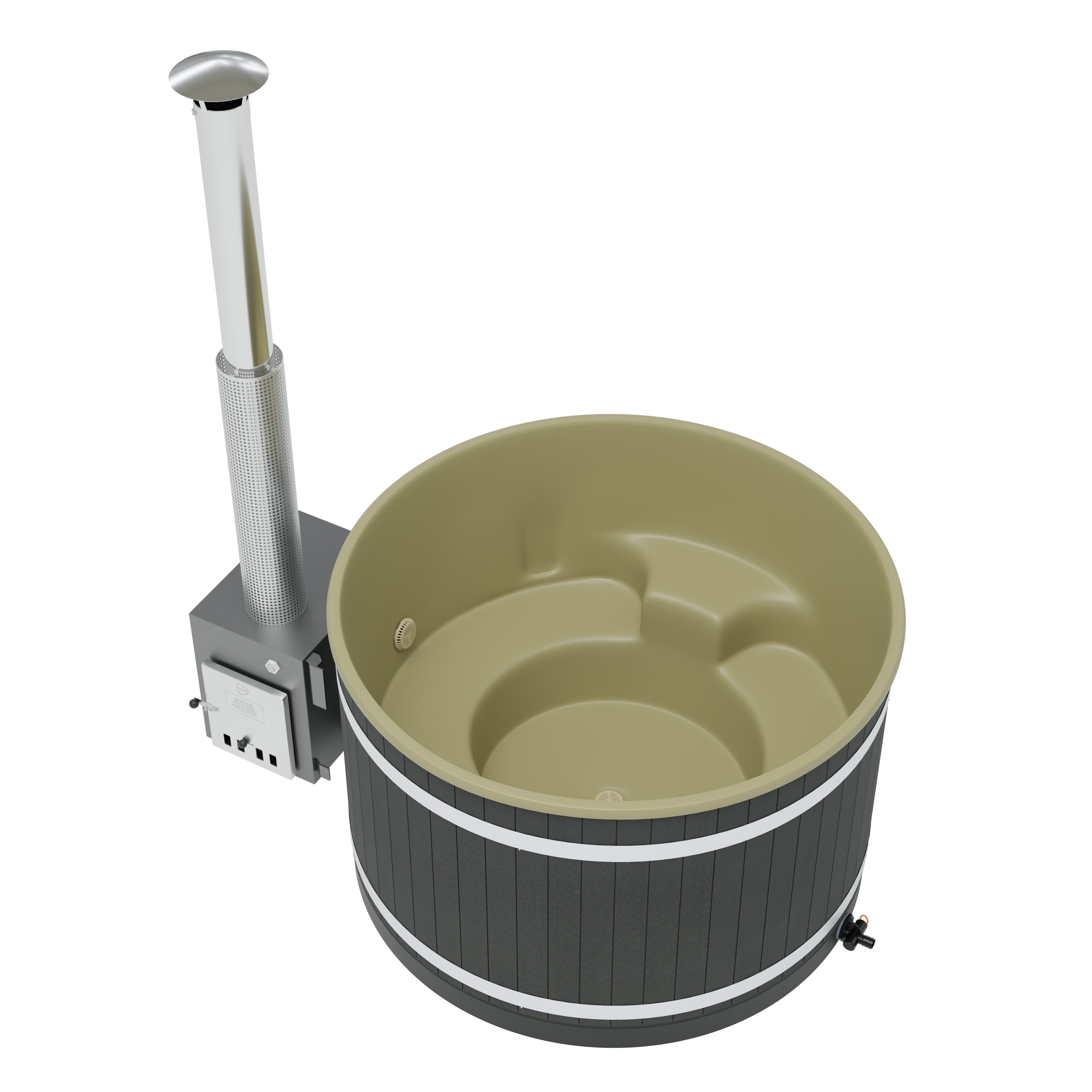 Kirami Comfort Steady M | Verschiedene Farben | Hot Tub mit starken Holzofen | Ø 170 cm | für 4-6 Personen