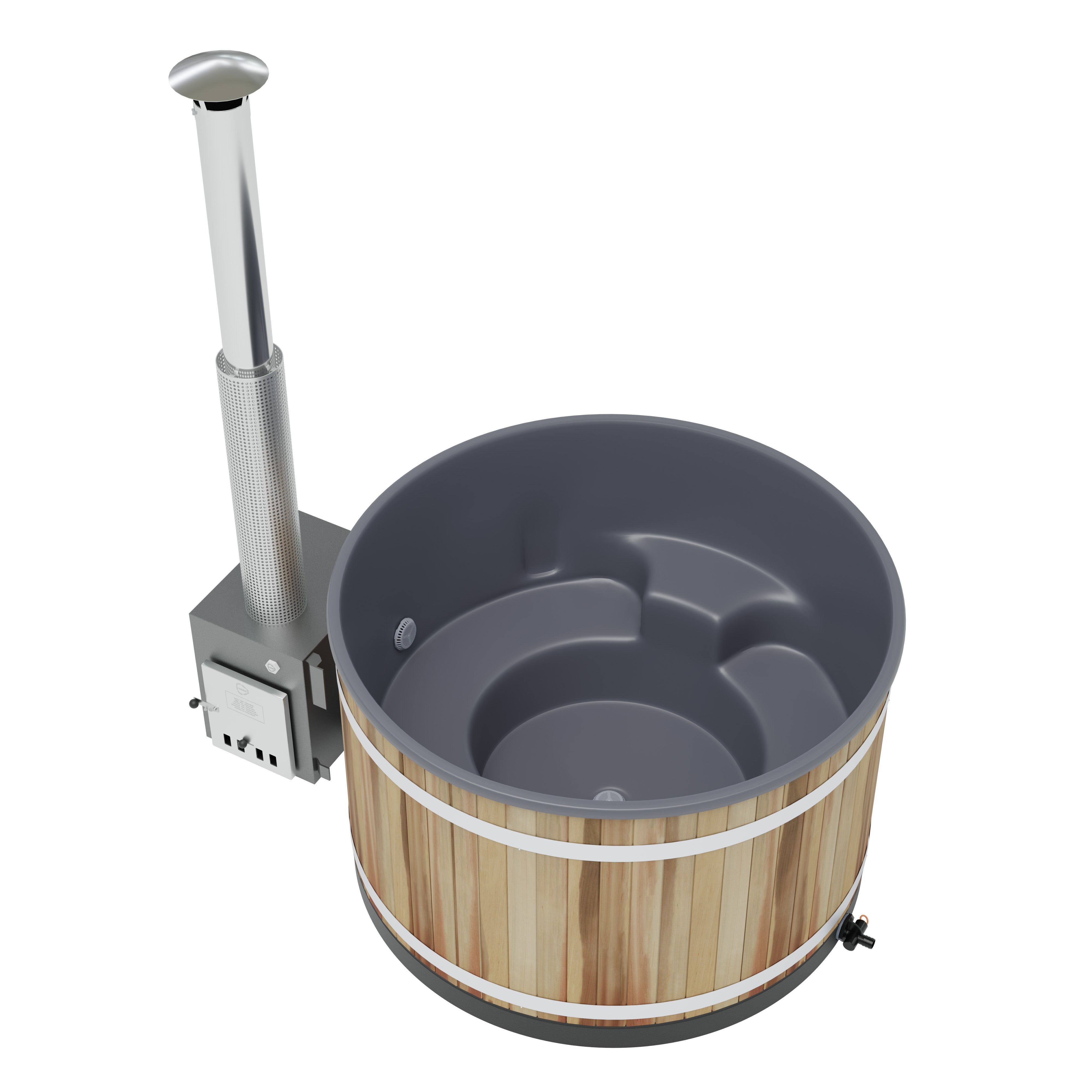 Kirami Comfort Steady M | Verschiedene Farben | Hot Tub mit starken Holzofen | Ø 170 cm | für 4-6 Personen