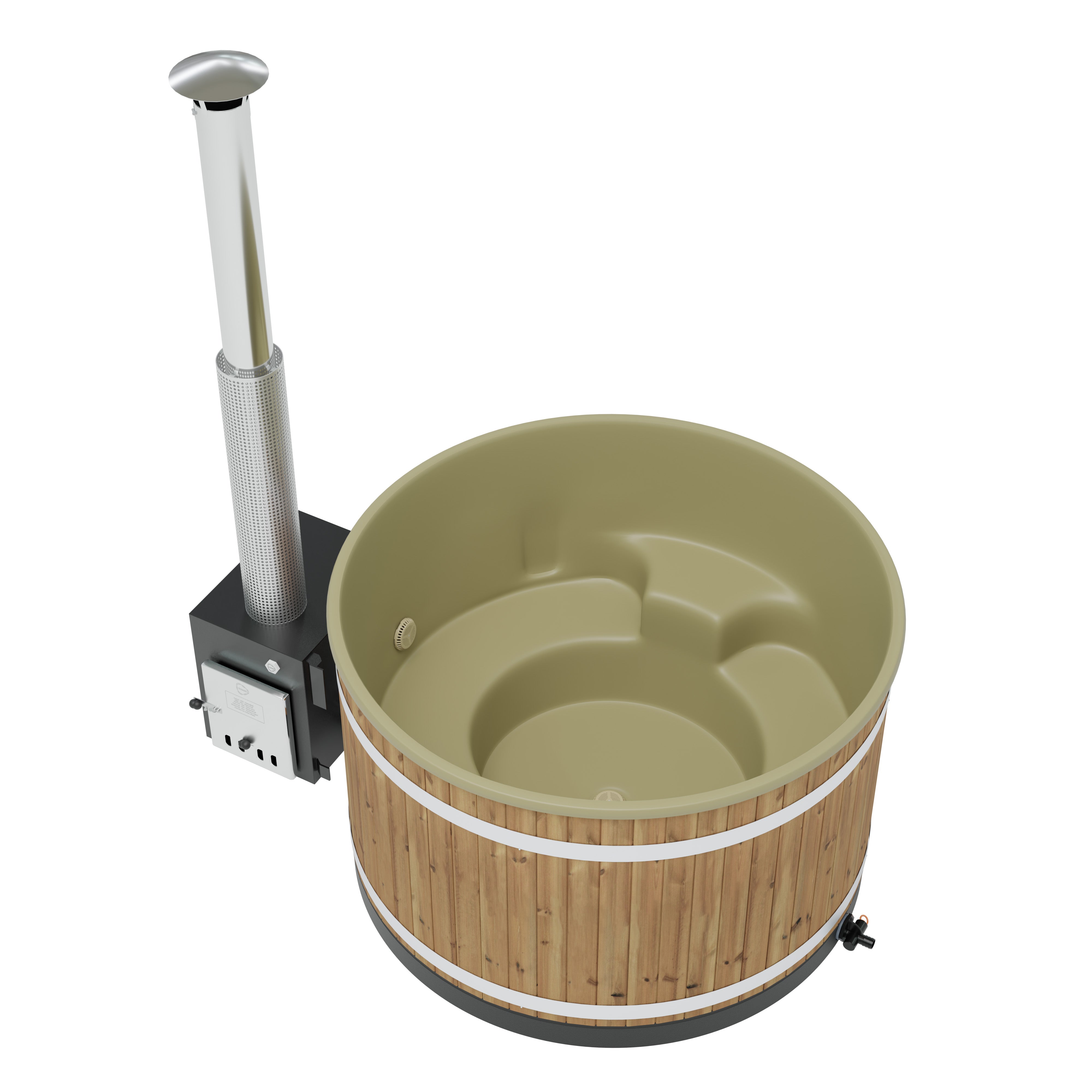 Kirami Comfort Steady M | Verschiedene Farben | Hot Tub mit starken Holzofen | Ø 170 cm | für 4-6 Personen