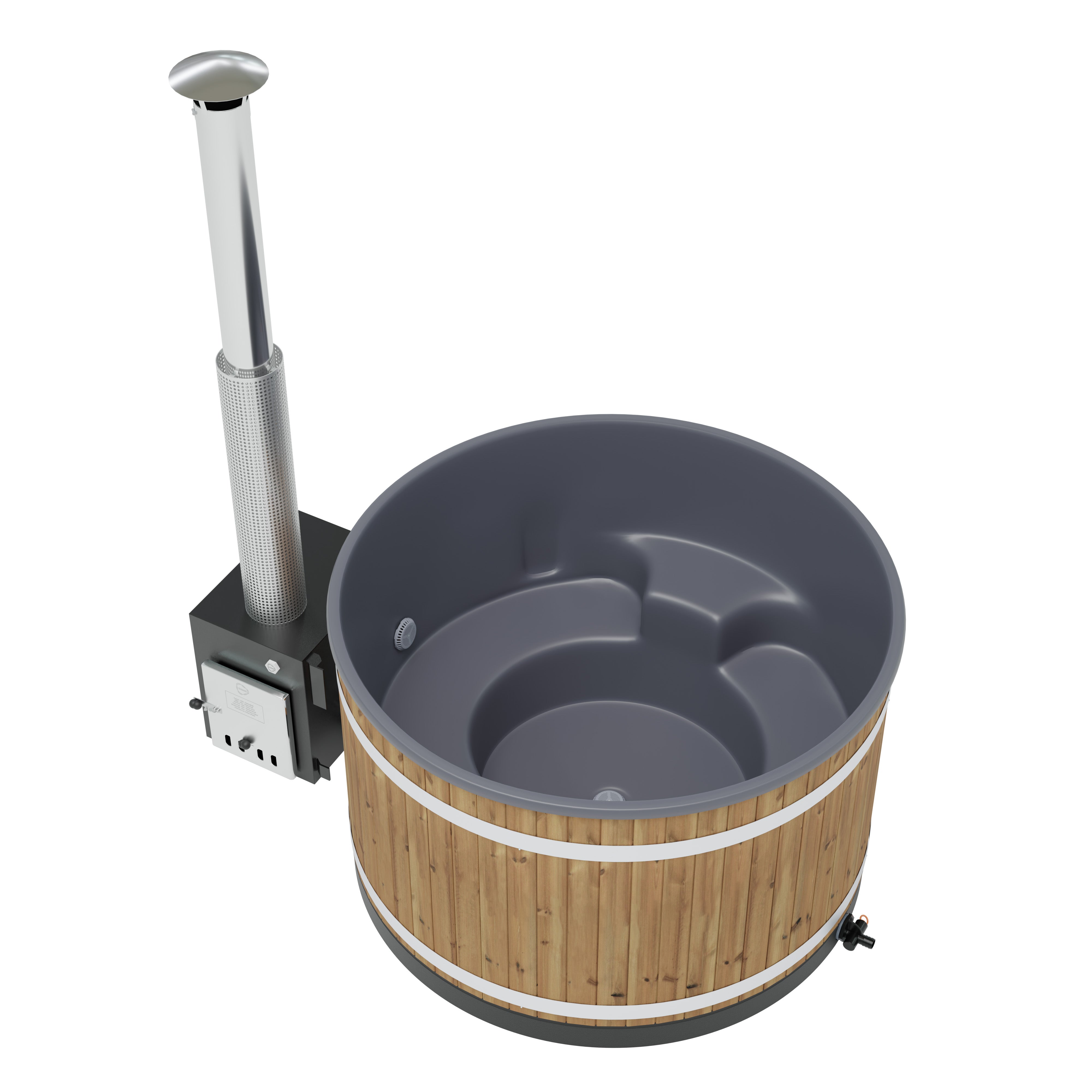 Kirami Comfort Steady M | Verschiedene Farben | Hot Tub mit starken Holzofen | Ø 170 cm | für 4-6 Personen