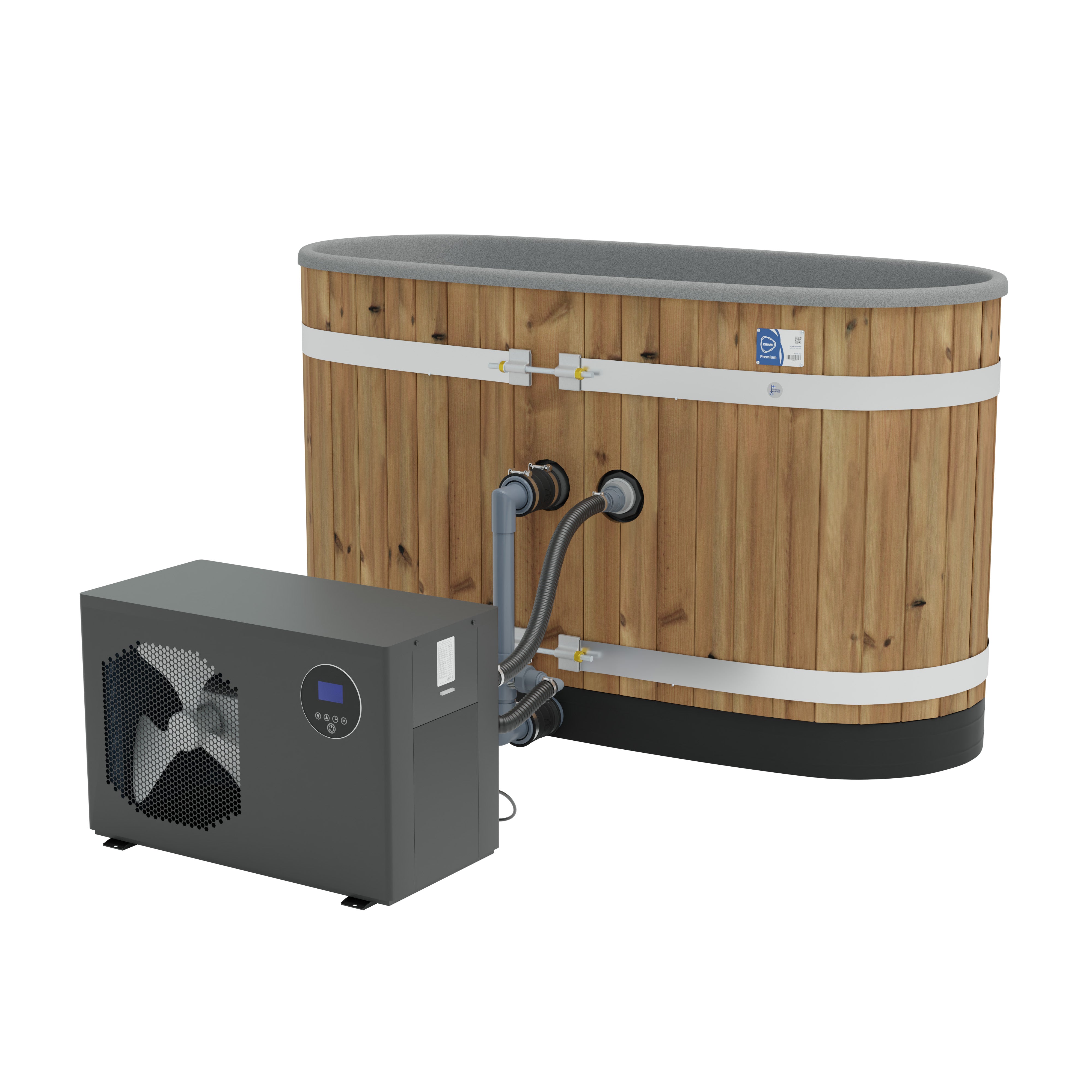 Kirami Premium Tiny S Dual | Combi Tub mit Kühl- und Heizfunktion | Wärmepumpe Plug n Play | 170 cm | für 2 Personen