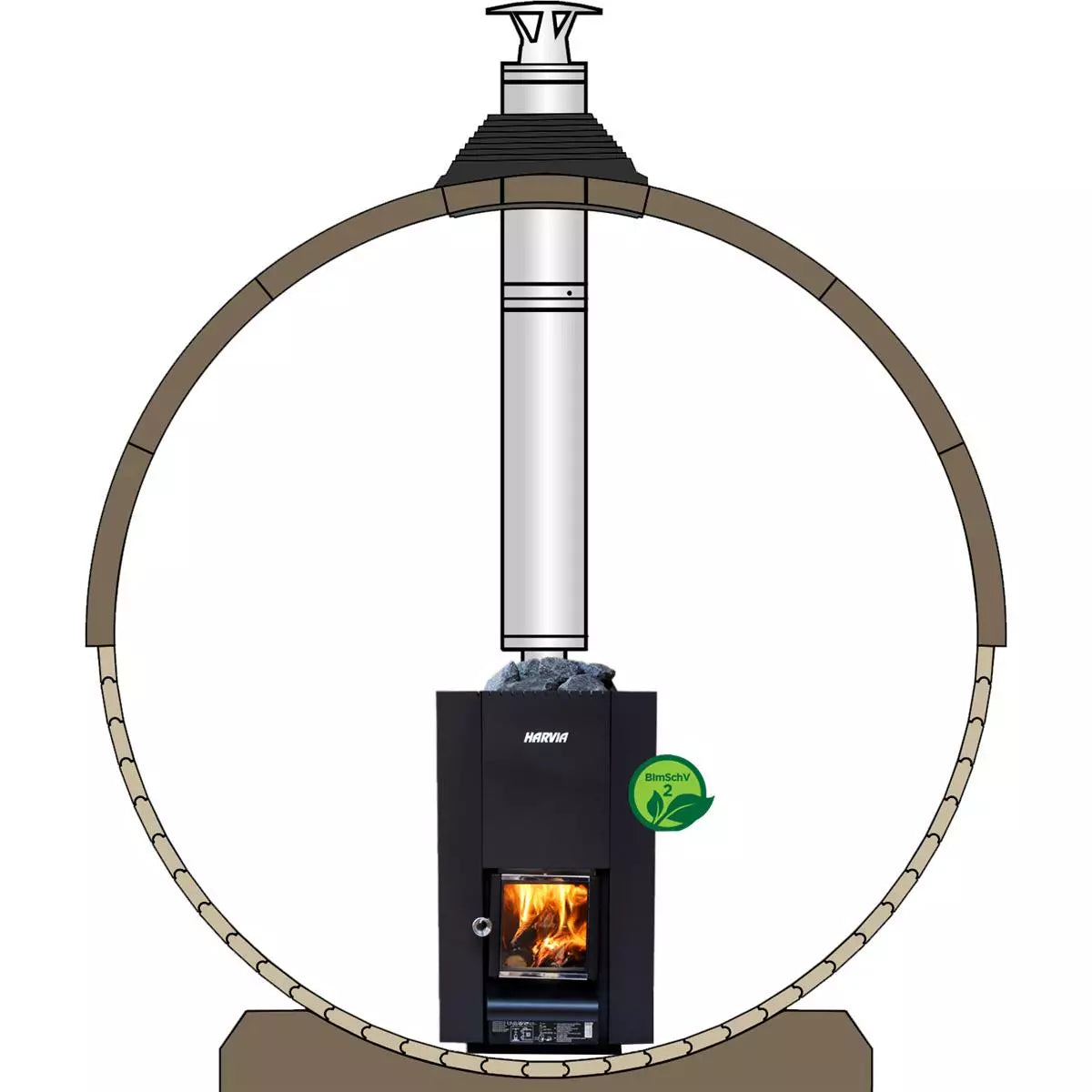 Harvia Edelstahlschornstein 1500 für Fasssauna | WHP1500BS / WHP1500BSM