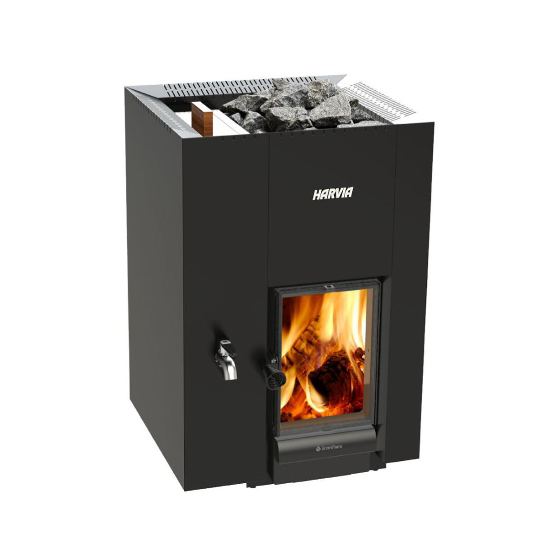 Harvia Linear 22 GreenFlame LS | Saunaofen Holz für Gartensauna Holzofen Sauna | 15,7 kW | WKLI22GLSM